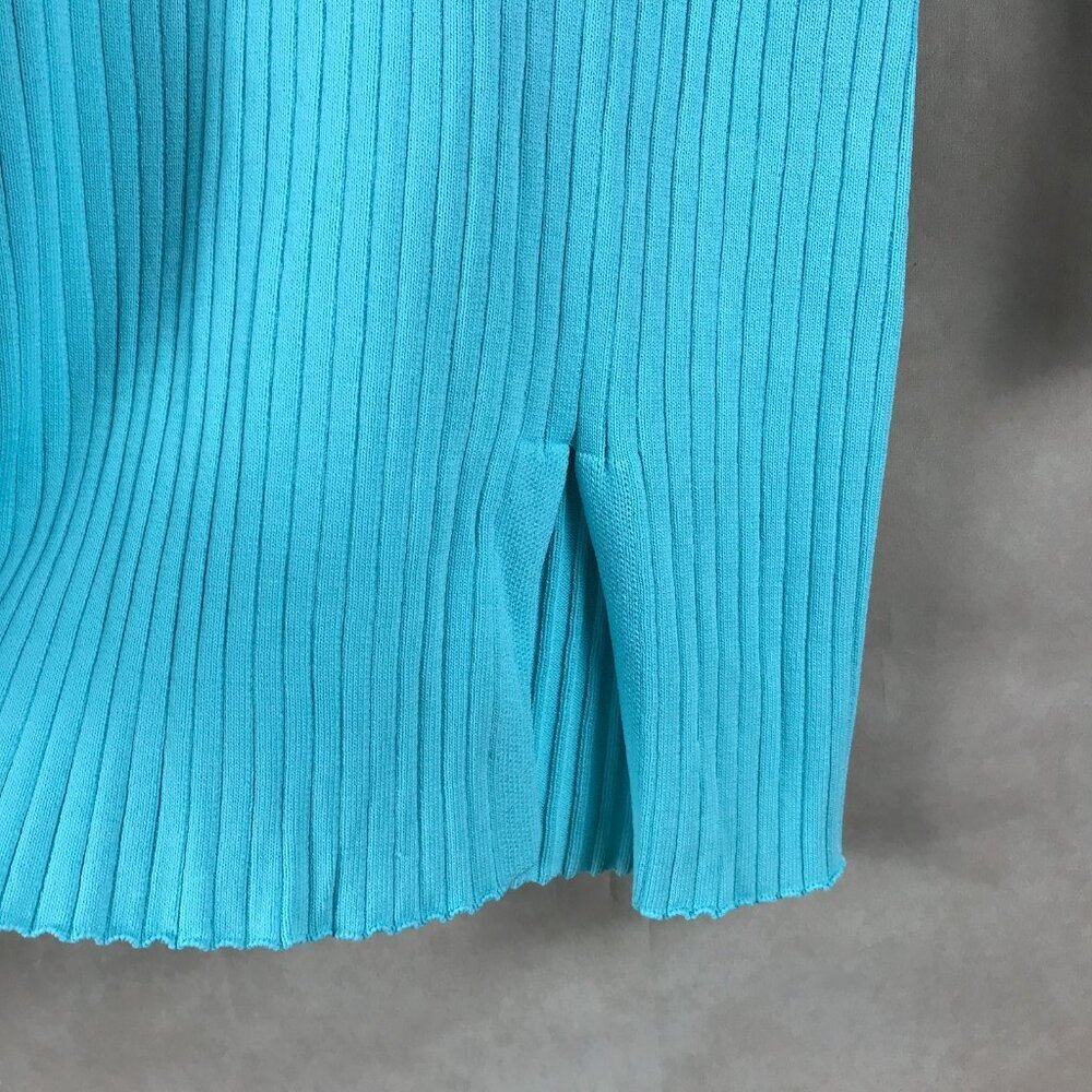 Line & Dot Long Sleeve Ribbed Lana Sweater Mini Dress Sky Blue LARGE - Picture 4 of 6